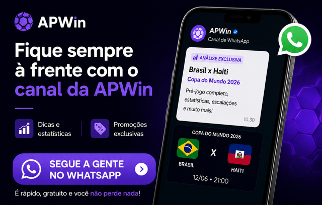 APWin divulga canal de WhatsApp com an&aacute;lise exclusiva de Brasil x Haiti pela Copa do Mundo 2026.