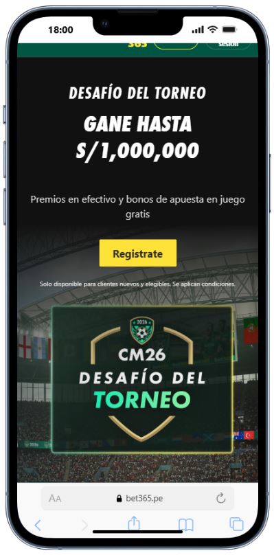 Desaf&iacute;o del torneo bet365 m&oacute;vil