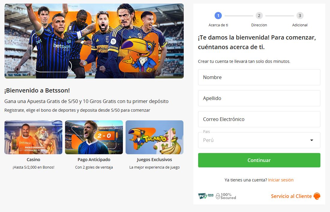 Registro Betsson Per&uacute;